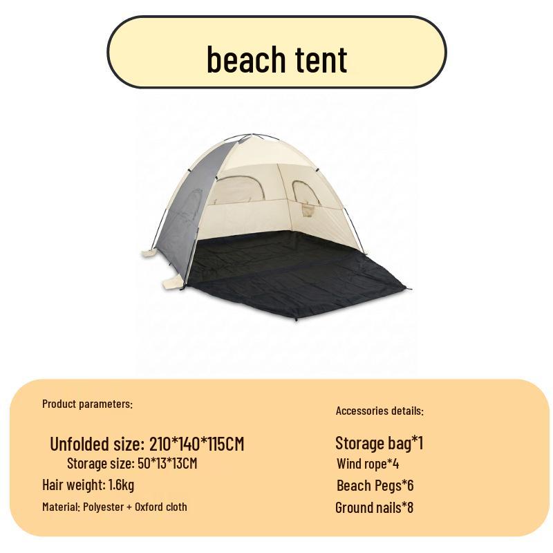 Beach Park Ultra-Light Sunshade Tent for 2-4 People, Easy Assembly, Breathable, 1.6kg