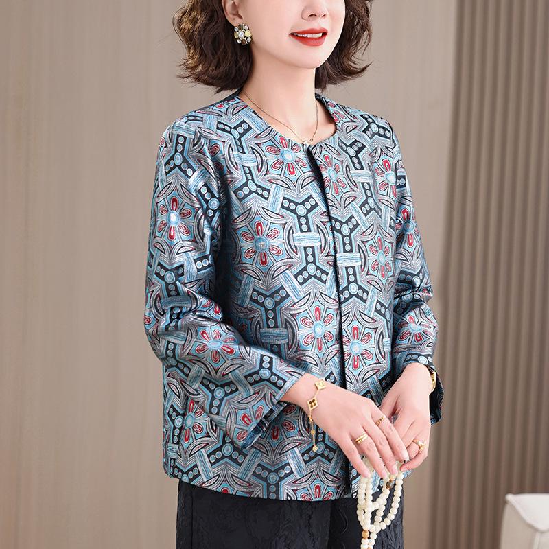 

Comfortable Age-Reducing Song Brocade Silk Plus Size Jacket for Middle-Aged Women - Spring Style 3XL