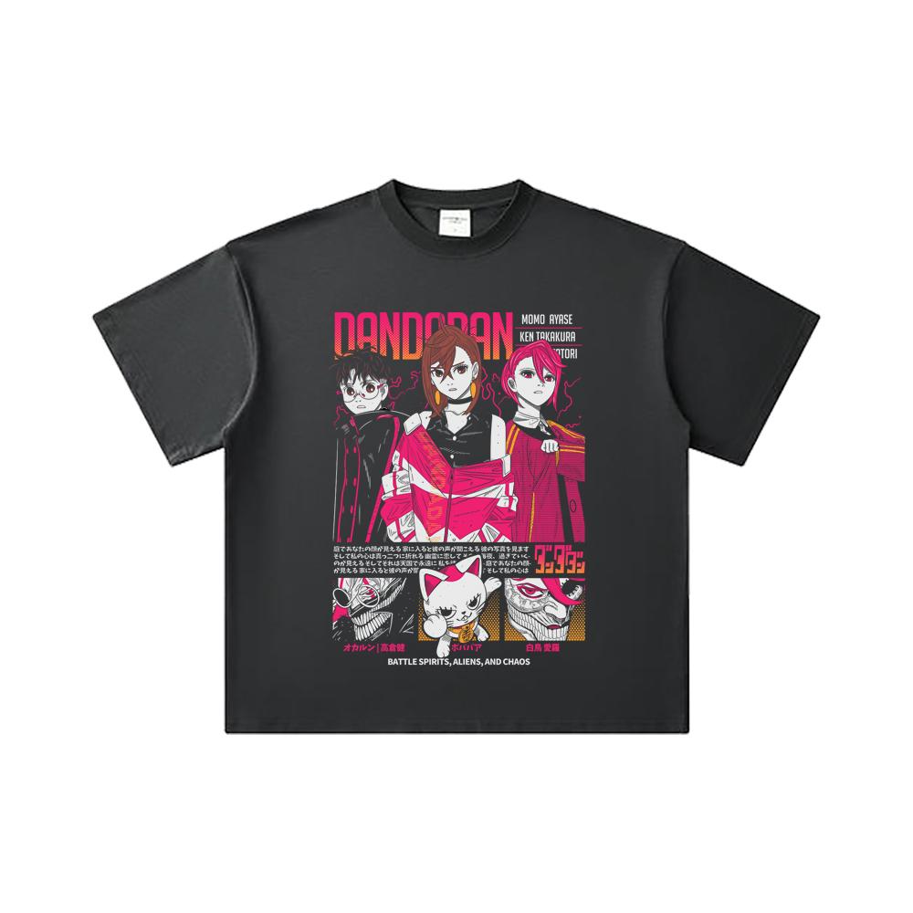 260 GSM Double Yarn 32 Count 100% Cotton Dandadan V14 Print Unisex Heavy Cotton T Shirt