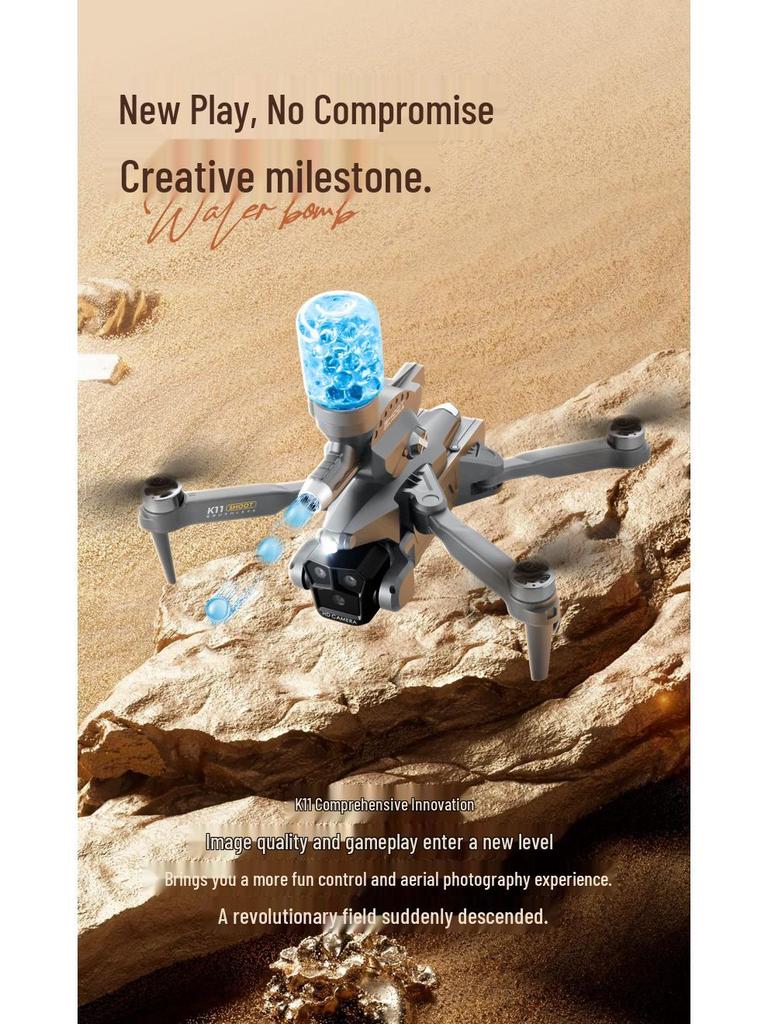 K11MAX Water Bomb Drone: Brushless Motor, Triple-Camera, Professional Aerial Photography, Remote-Control Aircraft for Kids.