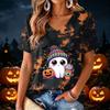 Women's V Neck Halloween Print Lightweight Summer Top