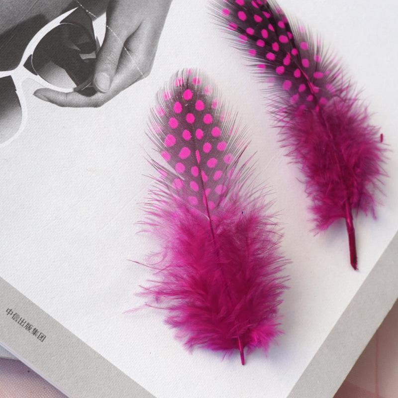Guinea Fowl Feather Polka Dot Feather Cat Teasing Stick Accessories Colorful Polka Dot Pheasant Feather Handmade Decorative Materials