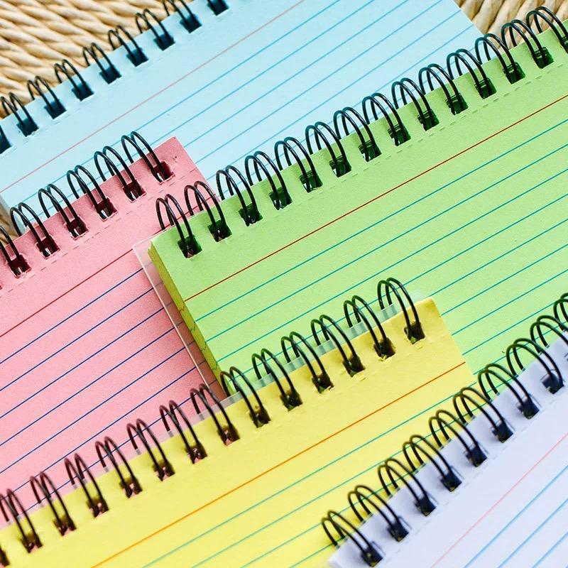 WTEMPO Small Spiral Pocket Notebooks Memo Pads for Home Office School Tearable Horizontal Line Notepads 5 Colored Notebooks 50 Sheets Per Notebook