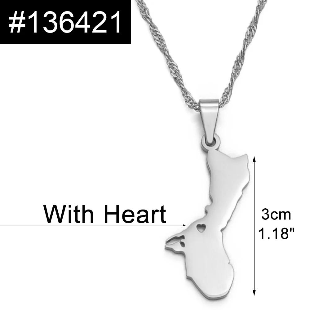 Anniyo 3cm/2.6cm Guam Map Pendant Necklaces for Women Girls Gold Color Silver Color Chains Jewelry Heart Guam Maps #136421