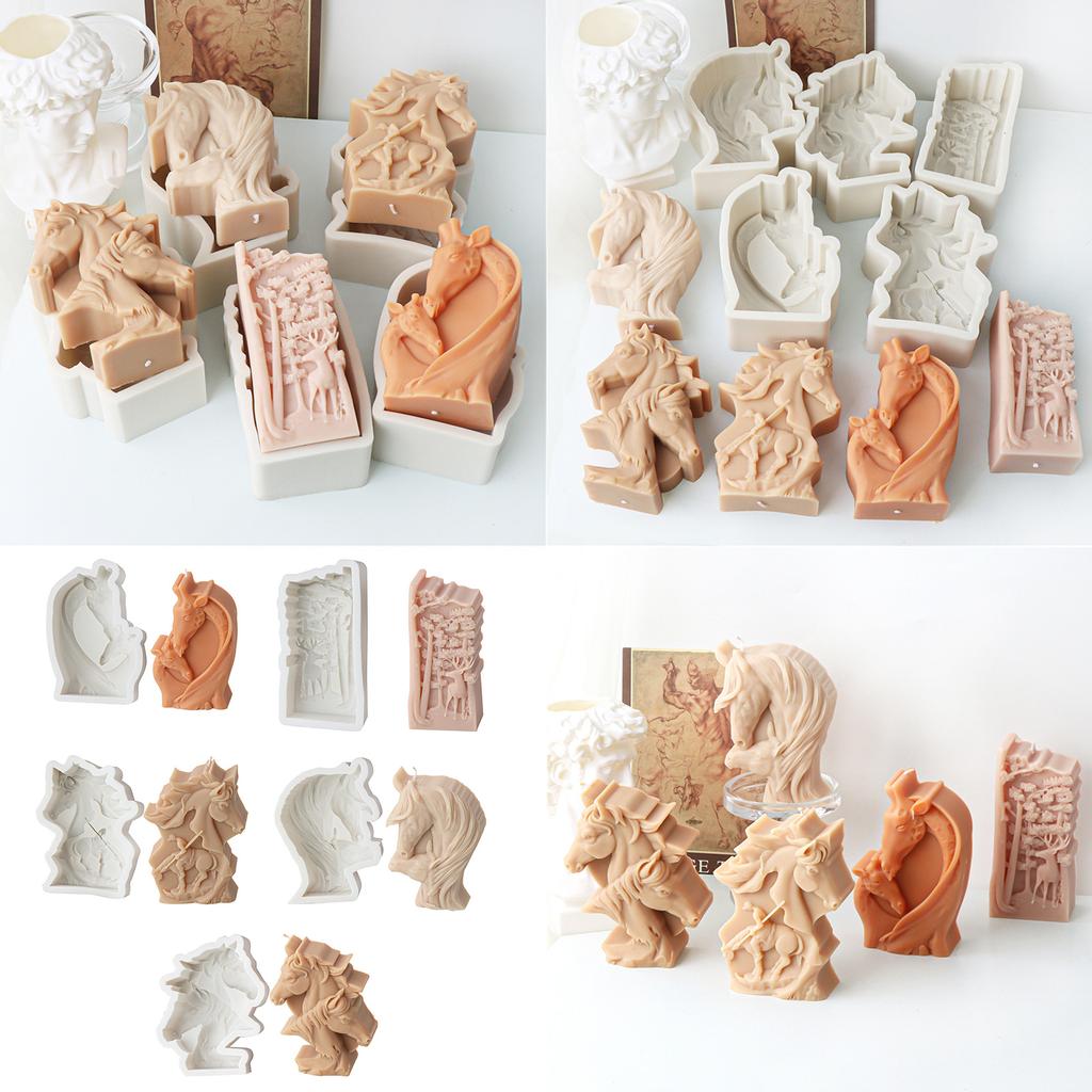 Multipurpose Horses Head Candle Sturdy Silicone Mold Double Designs for Creative Candle Making and Home Decoration