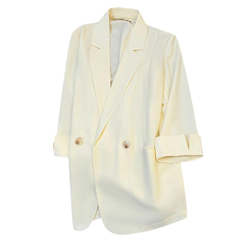 2025 Summer Women's Milk Yellow Suit Jacket - Korean Goddess Style, Versatile, Casual, Thin Top for Trendy Commutes