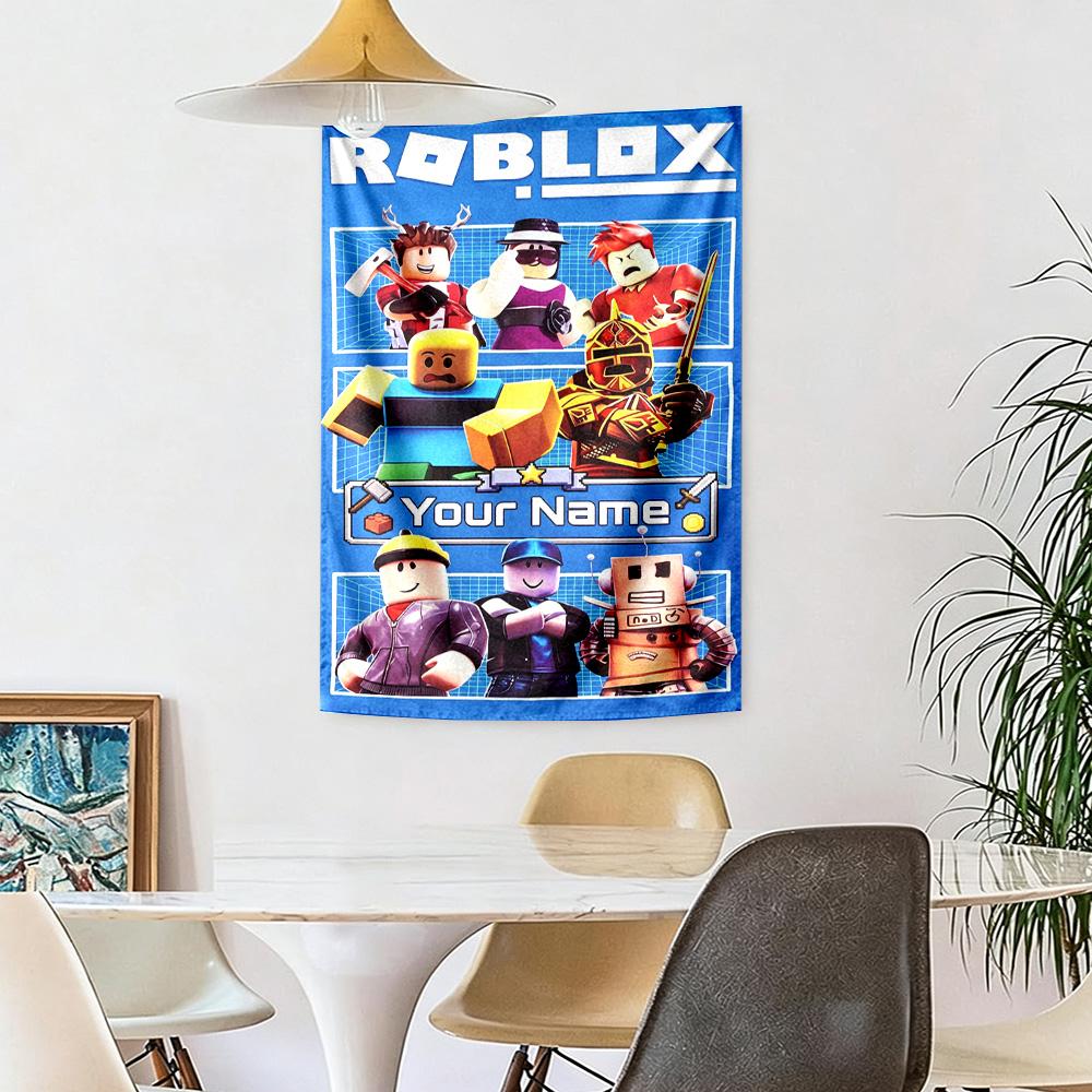 Roblox Customize Your Name Tapestry Aesthetic Wall Tapestry Machine Washable Suitable for Living Room All-Season Use Unique Gift for Family Friends
