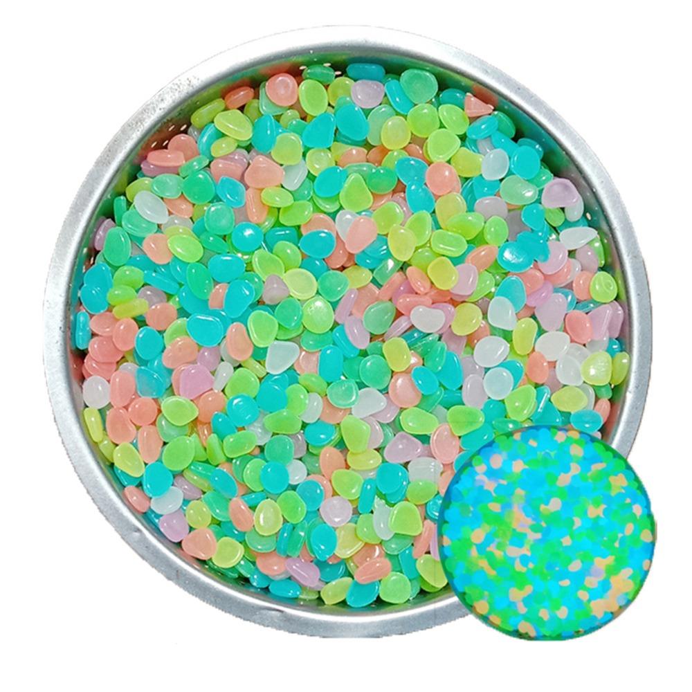 600Pcs Mini Glow In The Dark Pebble Resin 1cm Fish Tank Luminous Stone Glowing Effect DIY Garden Glow Pebbles Terrace