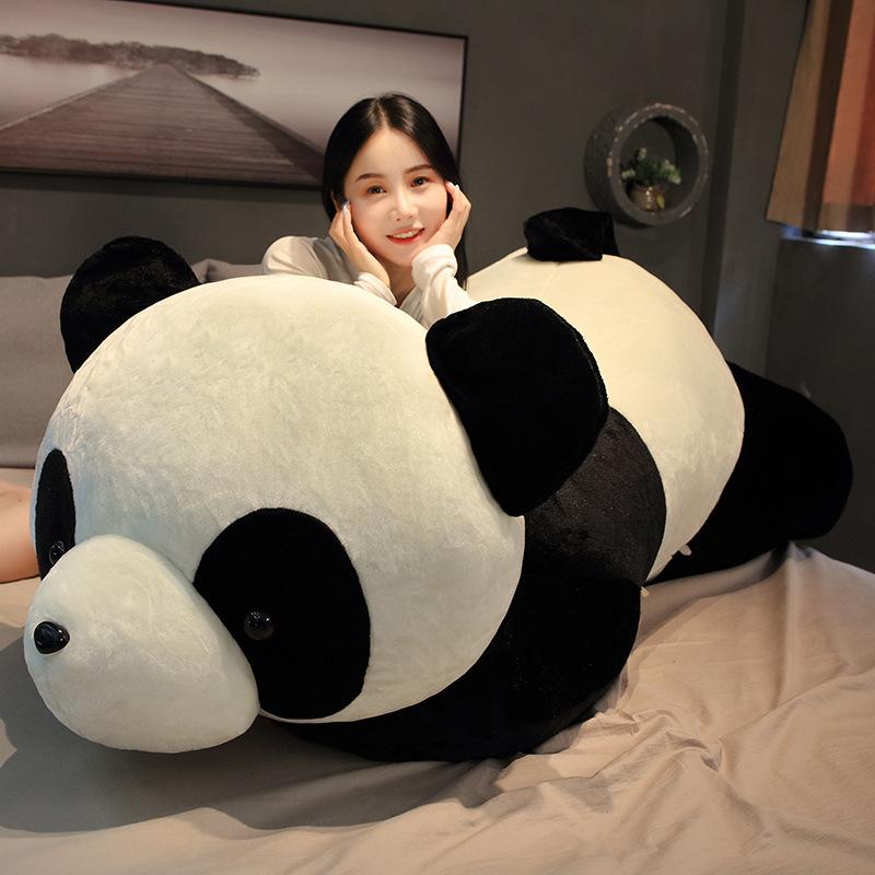 Cute Black and White National Treasure Giant Panda Doll Plush Toy Lying Down Panda Throw Pillow Doll Rag Doll Birthday Gift