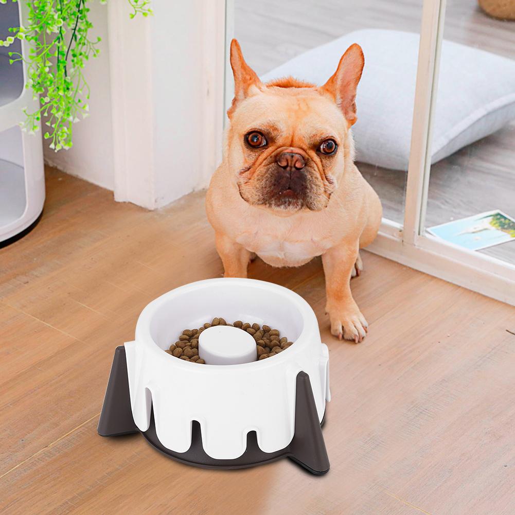 

Pet Dog Cat Slow Food Feeder Bowl Cake Shape Wet and Dry Use Five Height Mode Adjustment Protect Spine