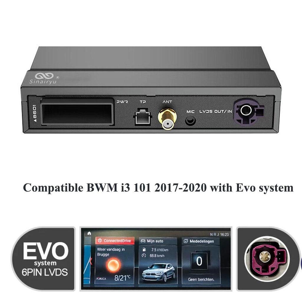 Sinairyu Wireless CarPlay Android Auto Interface Compatible for BMW I3 I8 I01 NBT EVO System 2012-2020 with Mirror Link AirPlay Car Play Functions