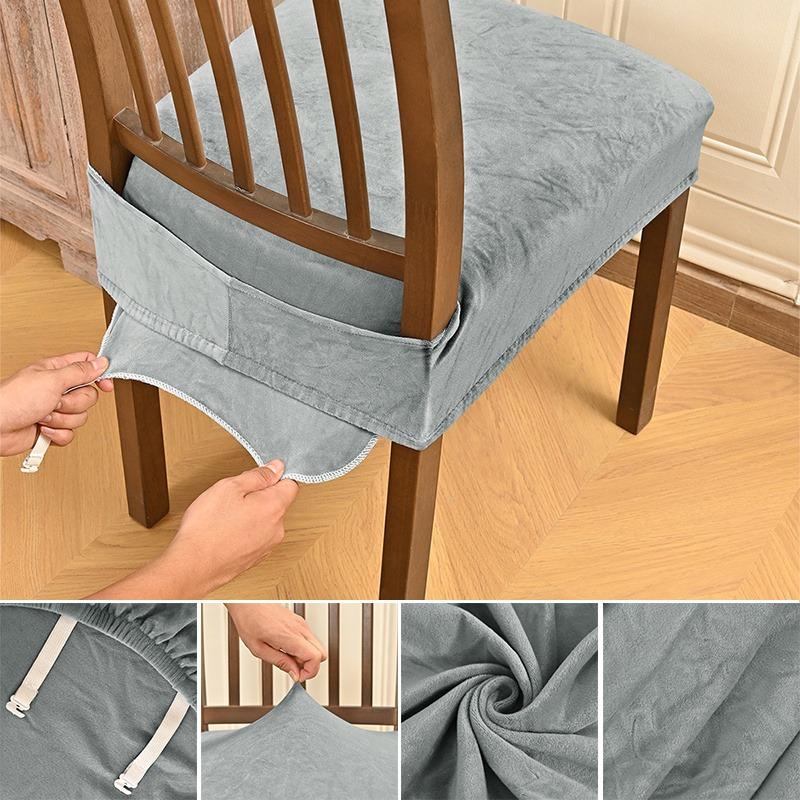 Durable Thick Fabric Dining Chair Cushions Seat Covers Non-slip Washable Stretch Chairs Slipcovers Protector for Home Restaurant