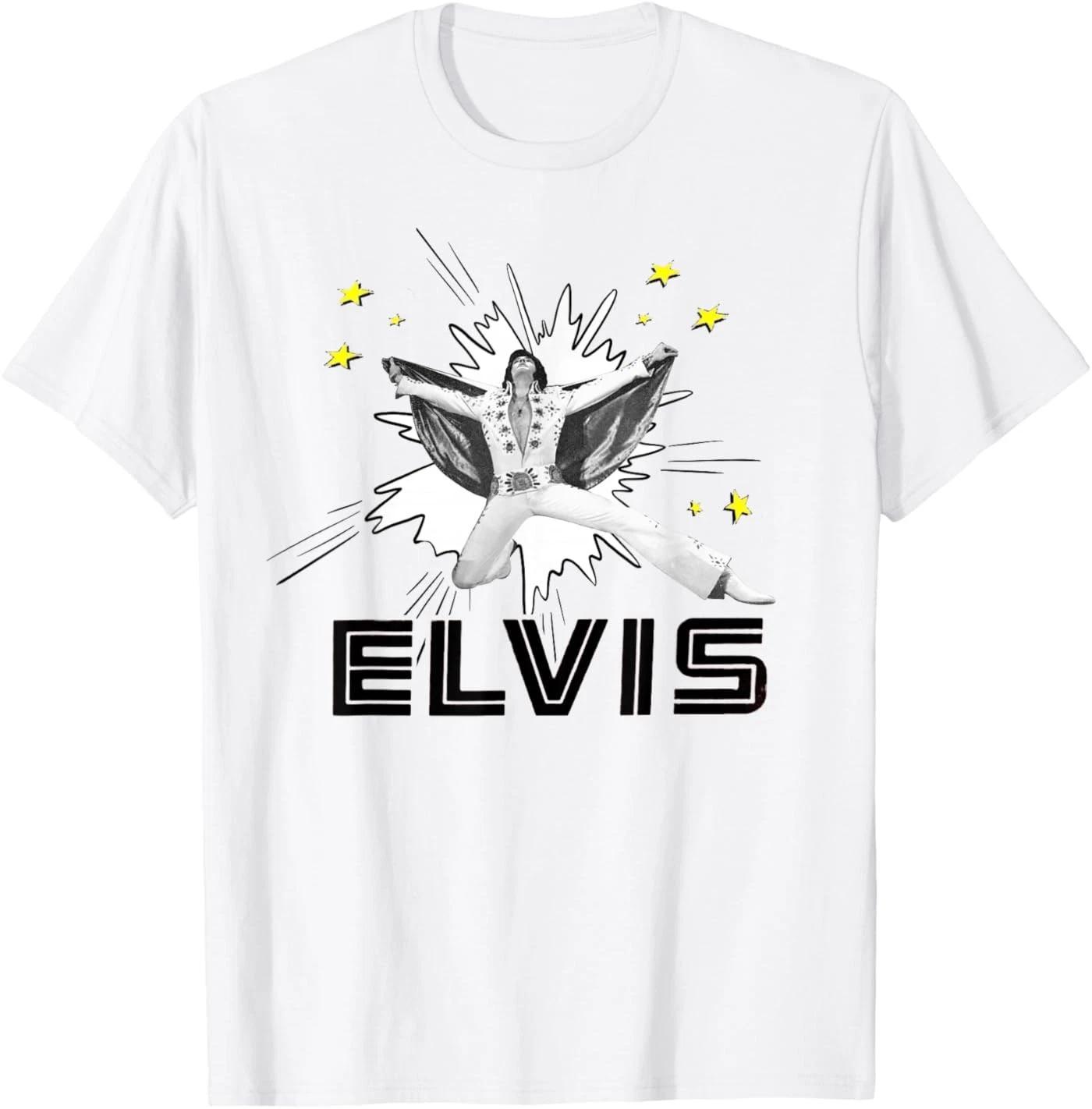 Elvis Presley Official The King 100% Cotton T-shirt Mens Tees Top 4XL