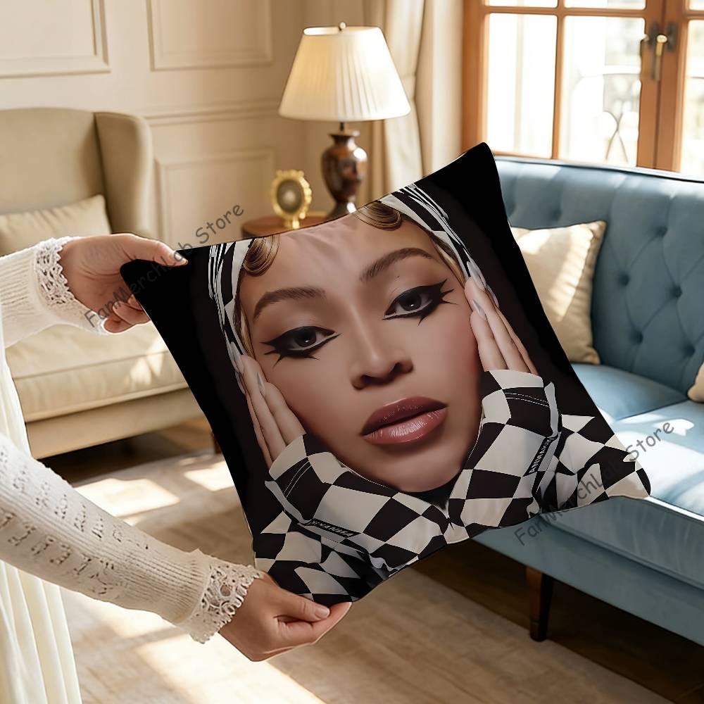 BBeyonce COWBOY CARTER Kissenbezug Plüschstoff Weicher Kissenbezug Beidseitiger Druck Sofakissenbezug Überwurf