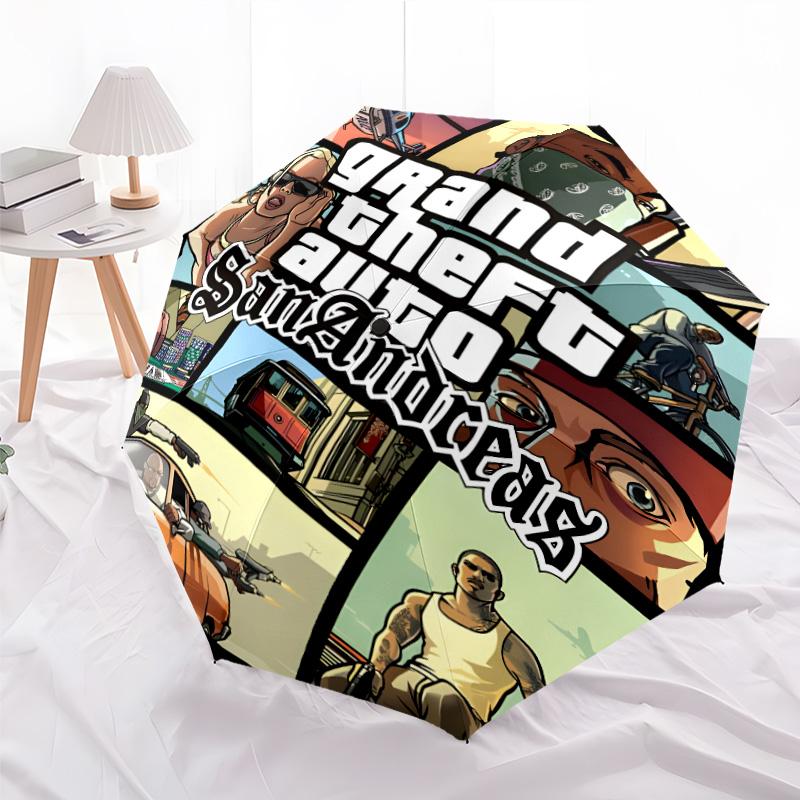 1pc GTA Umbrella, Sun Protection, And UV Shielding. It Has Eight Sturdy Ribs for Outdoor Use And Perfect As a Holiday Gift