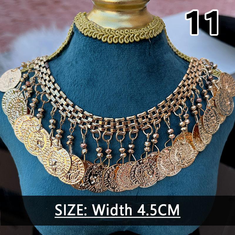 1M Ethnic Style Metal Sequin Chain Trim Sewing Tassels Fringe Beaded Ribbon Fringe Trim Diy Craft Waist Chain Garment Accessory