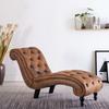 Brown Suede Faux Leather Chaise Lounge