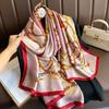 New silk scarf new silk satin printed shawl holiday fashion sunscreen long section simulation silk scarf