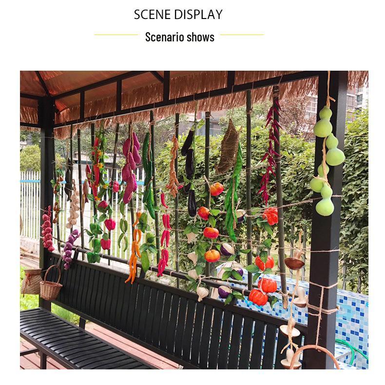 Artificial Vegetable & Fruit Skewer Wall Hanging - Chili & Corn Decor