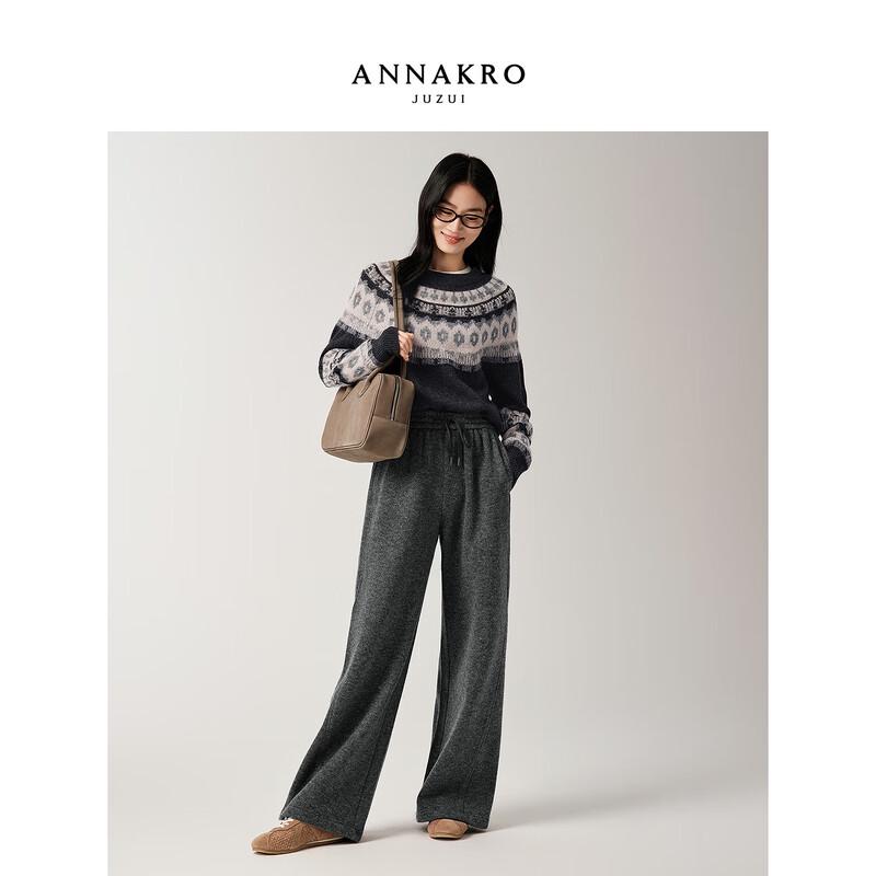 JUZI Annakou Women's Retro Jacquard Wool Knit Sweater