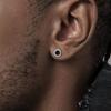 Vnox Black Small Round Acrylic Mens Boys Stud Earrings, Anti Allergy Stainless Steel Piercing Earrings Women Simple Tiny Brincos