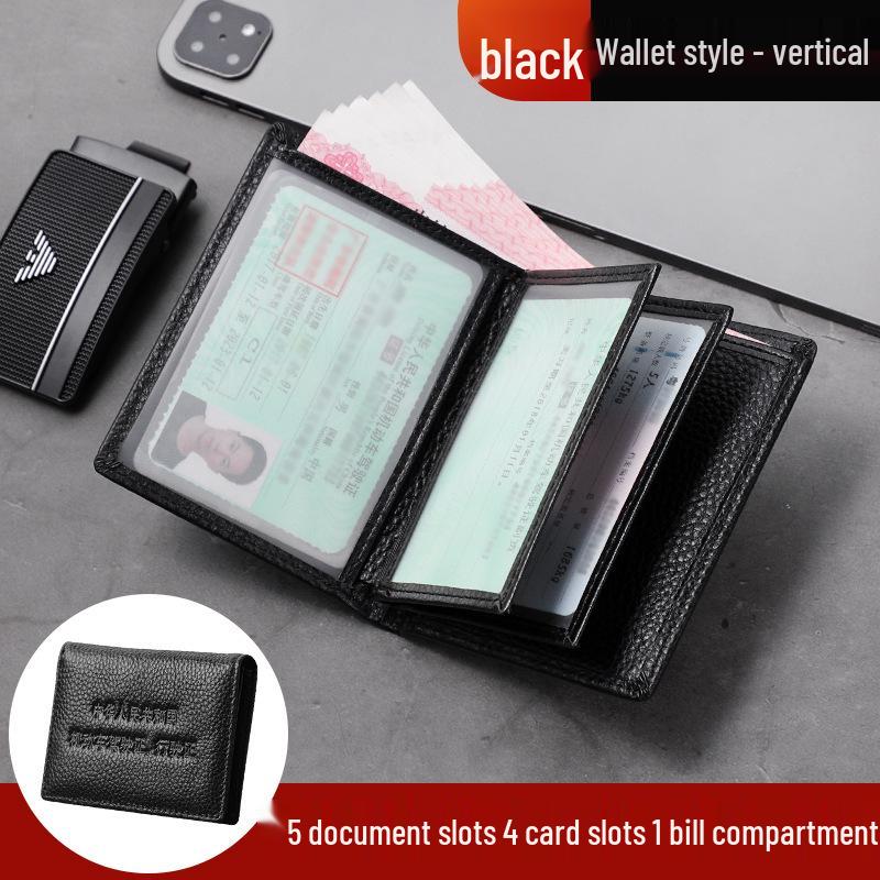 Portofel autentic din piele: Portofel pentru Permis de Conducere, Card Bancar și Card de Autobuz