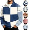 Men's Casual Quarter-Zip Stand Collar Sweatshirt with Print for Everyday Wear