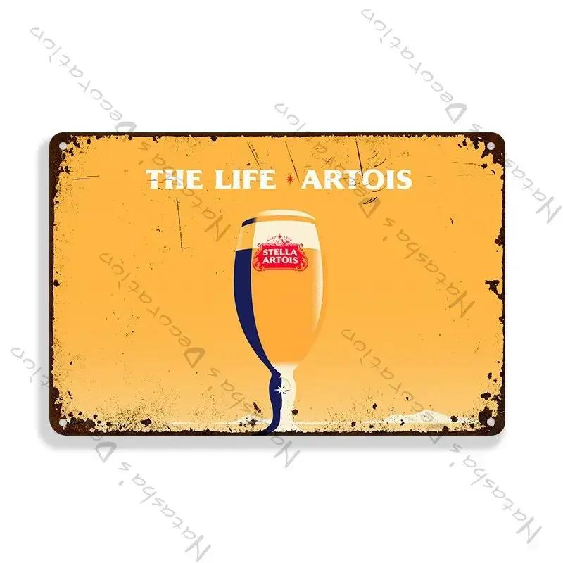 Stella Artois Decorative Plate Wall Decor Beer Metal Signs Wall Plate Vintage Metal Tin Sign Industrial Decor Home Bar Tin Sign
