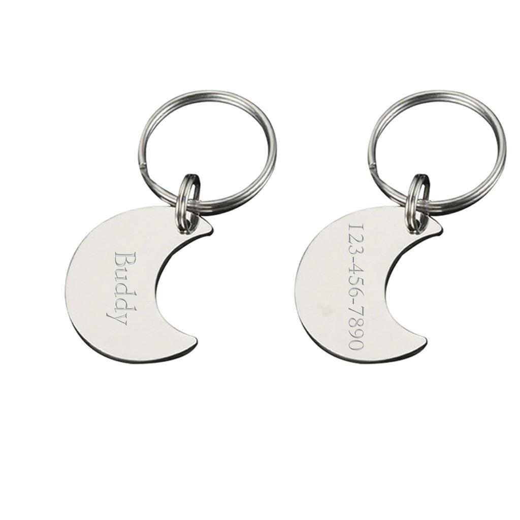 Personalized Engraved Stainless Steel Star And Moon Themed Pet Nameplate Ornaments For Cats And Dogs