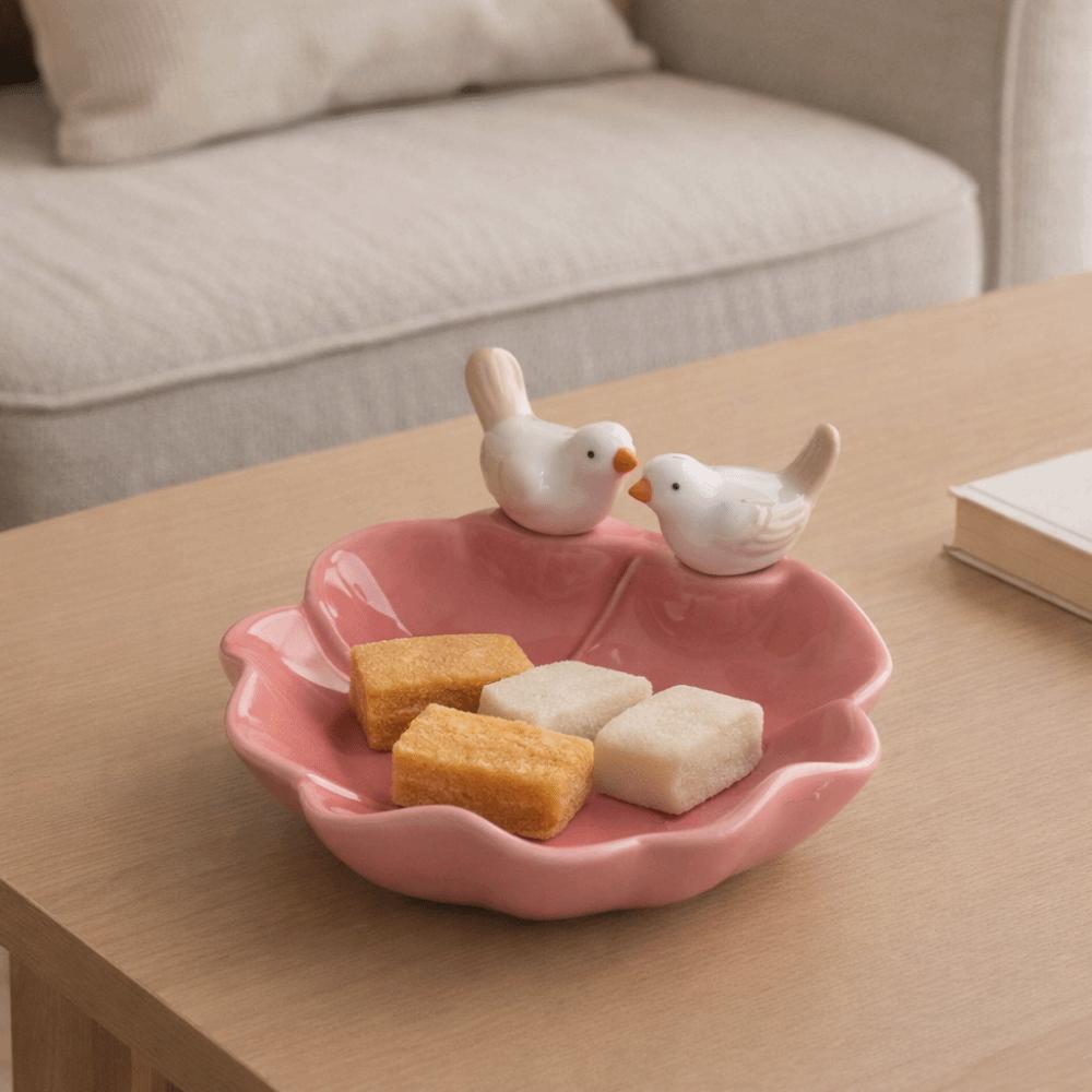Floral Bird Shaped Pastry Plate Cute Tea Snack Fruit Tray Multi-functional Jewelry Tray  Vanity