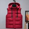 Men Waistcoat Stand Collar Hooded Sleeveless Zipper Placket Down Cotton Vest with Pockets Solid Color Thickened Vest Jacket