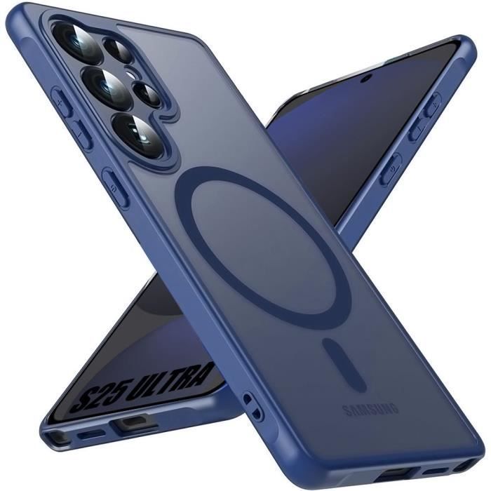 Coque de protection - Antichoc - pour Samsung Galaxy S25 Ultra - Bleu Marine - Anneau Magnétique - Protection Caméra