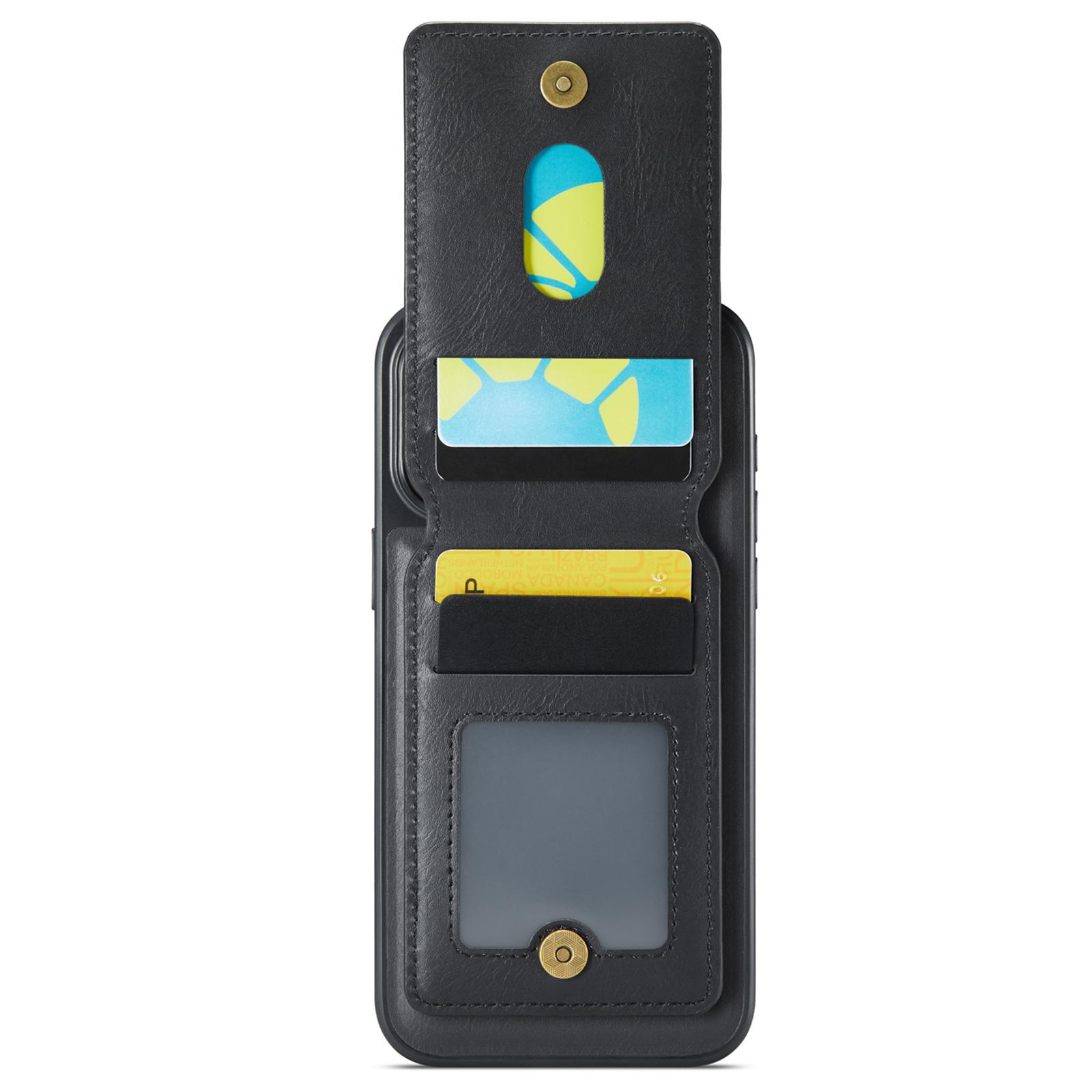

MAGKING K1 Series For iPhone 16 Pro Magnetic Case PC+TPU+PU Phone Cover with Card Holder Kickstand Black