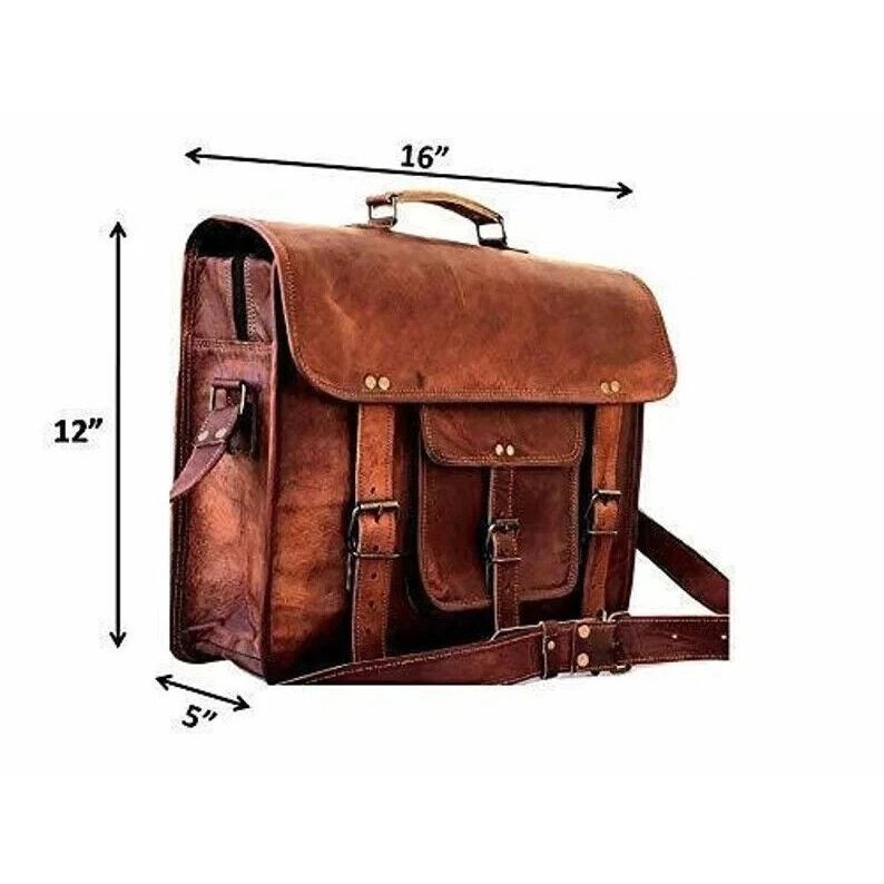 Tan Hard Leather Bag Men Messenger S Laptop Satchel Briefcase Shoulder