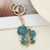 Bling Rose Keychain for Women Rhinestone Flower Keyring Accessory Sparkling Bag Charm for Purse