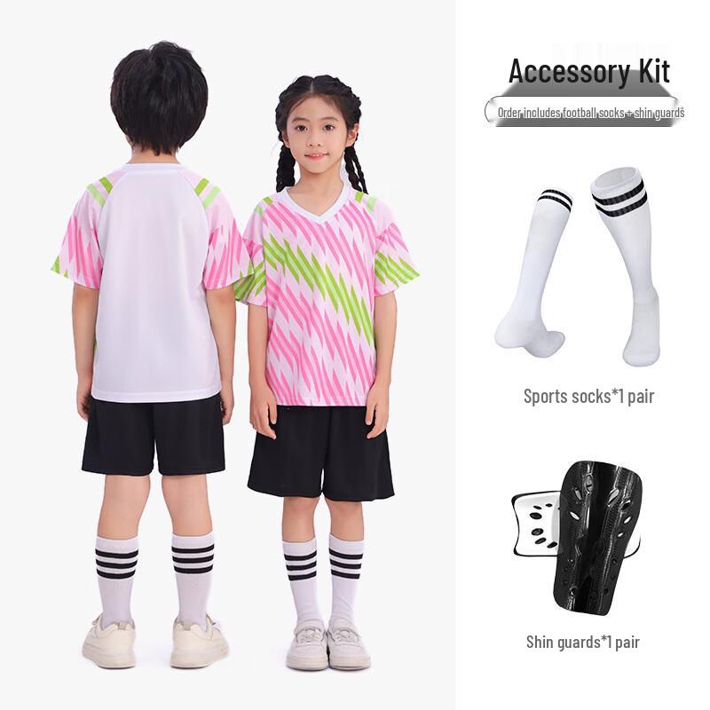 Kids' Short Sleeve Soccer Jersey Set with Socks & Shin Guards