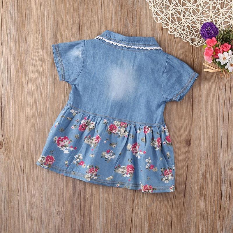 Sommer Prinzessin Denim Jean Kleid Kind Baby Party Hochzeit Festzug Kleider Kleidung