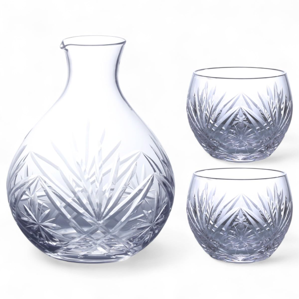 

Стаканы Мизукаге из стекла Кирико для саке, 2 штуки, 1 базовая модель текущего производства J-kitchens (Набор чашек, Токкури)