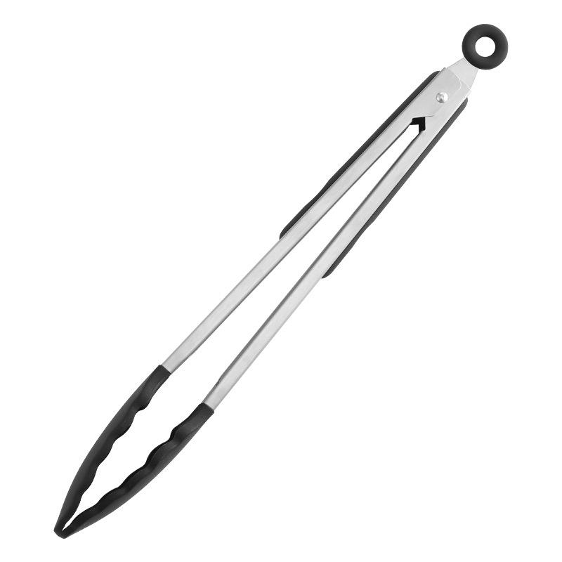 Backen Edelstahl Silikon Küchen Lebensmittelzange für Brot, Buffet, Steak und Barbecue