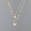 Fashion Shiny Diamond Double Layer Butterfly Necklace Collarbone Chain Charm Necklace Women's Wedding Jewelry Gifts Wholesal