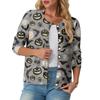 Women's Fashionable, Casual, Comfortable Halloween Print Cardigan Jacket
