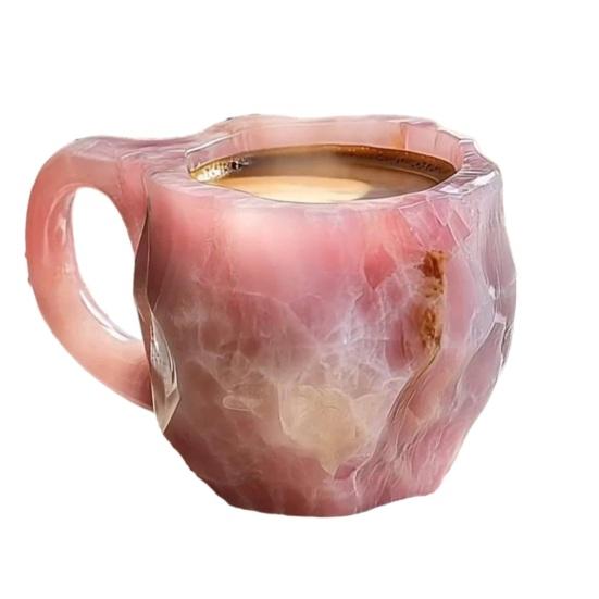 Fake Mineral Crystal Coffee Mug with Ergonomic Handle 11 Ounces Handcrafted 3D Mineral Rock Cup Tea Milk Water Drinking Cup