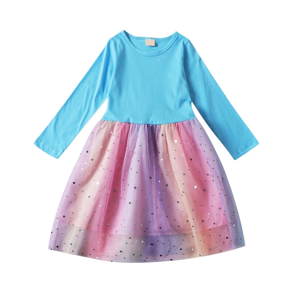 Sukienka z długim rękawem dla dziewczynki - Tiulowa suknia balowa