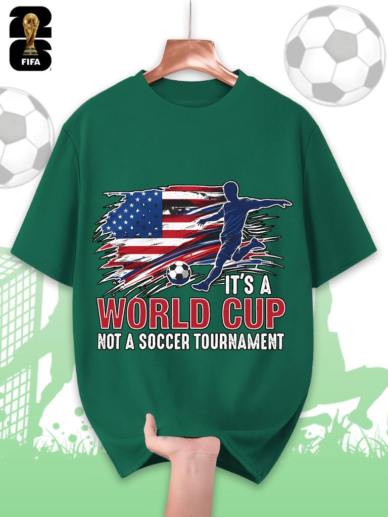 This FIFA World Cup-themed Short-sleeved T-shirt Is Designed Specifically for Men, Featuring a Crew Neck Style