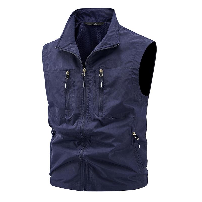 Mens Multi-pocket Vests Casual Man Breathable Mesh Vest Sleeveless Jackets Man Outwear Fishing Waistcoats Clothing