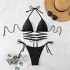 Women's Solid Triangle Cup Halter Bikini Swimsuit