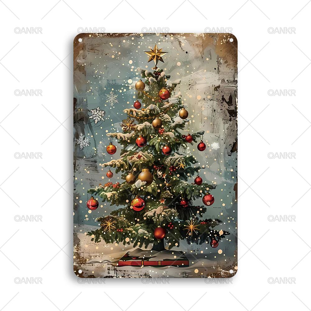 

Vintage Childrens Room Sweet Decor Poster Metal Tin Sign Christmas Tree Chic Gift Metal Signs for Bedroom Home Wall Art Decor 20x30cm（7.8x11.8inch）