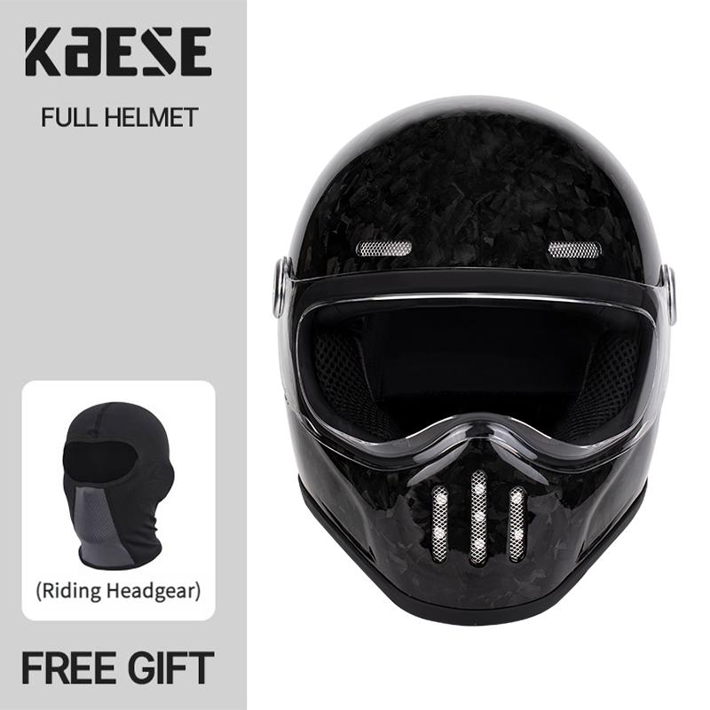 New Fashion Retro Motorcycle Helmets Fiberglass Shell Vintage Cafe Racer Fiber Glass Full Helmet for Motocross Scooter