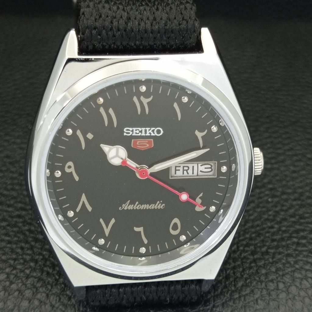 REFURBISHED SEIKO 5 AUTOMATIC 6309A VINTAGE JAPAN MENS BLACK WATCH A441405-5 Sk-a441405