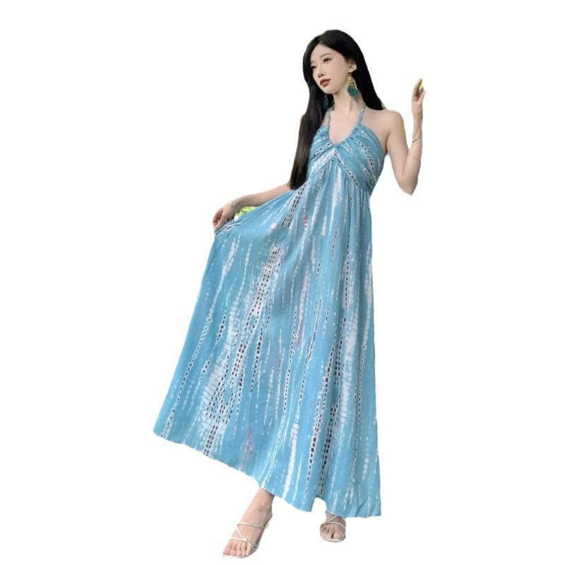 Bohemian Neck Halter Suspender Dress Women's Summer Seaside Vacation Super Fairy Pendulum Dress